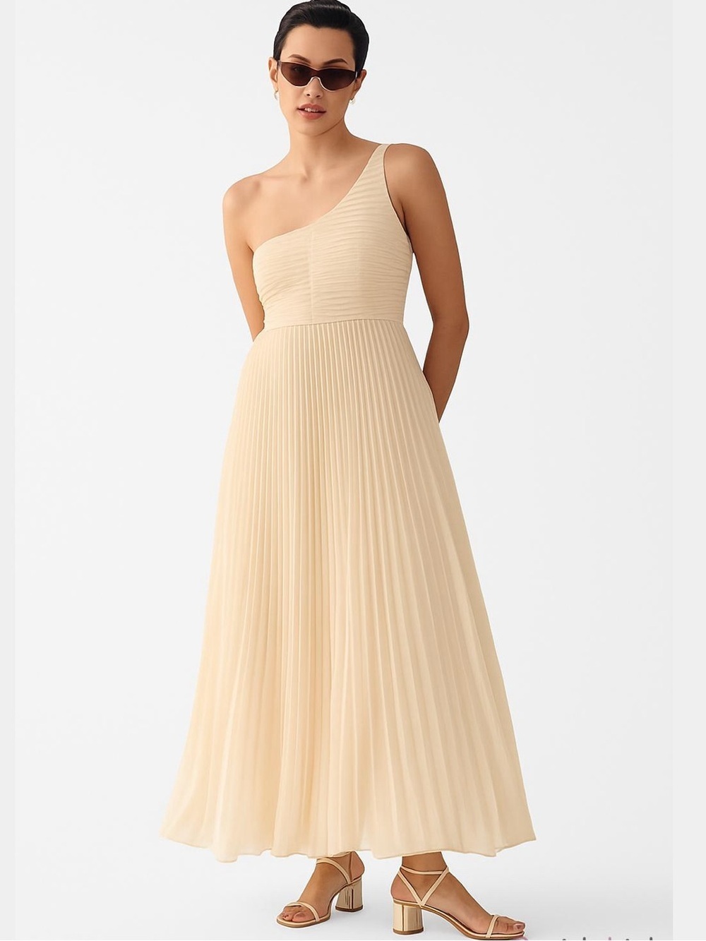 Anthropologie Let Me Be Forever That Girl Sz XXS One-Shoulder Pleated Dress NWT